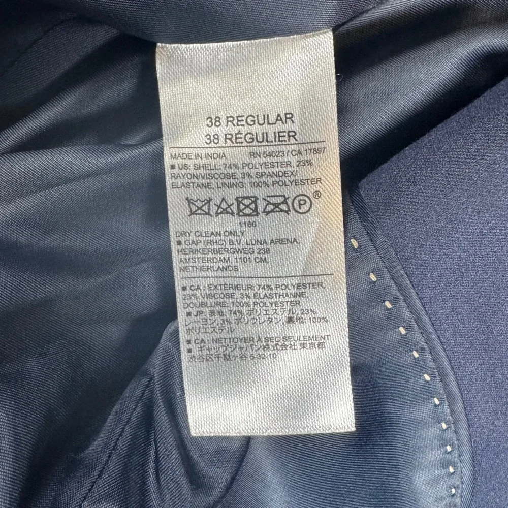 Banana Republic Blazer Mens 38R Navy Blue 2-Button Double Vent Jacket Satin